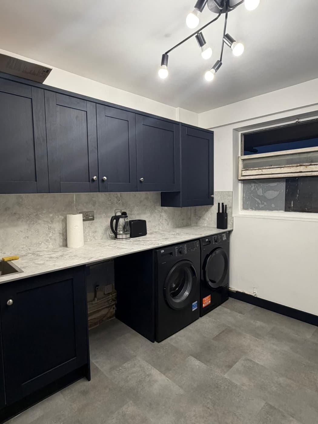 Navy Shaker Kitchen in Mayfair, after