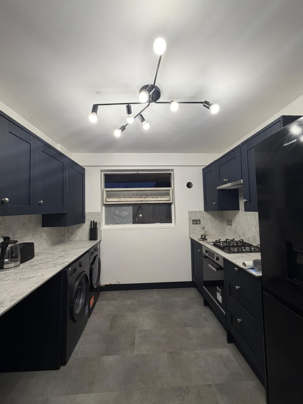 Navy Shaker Kitchen in Mayfair, after