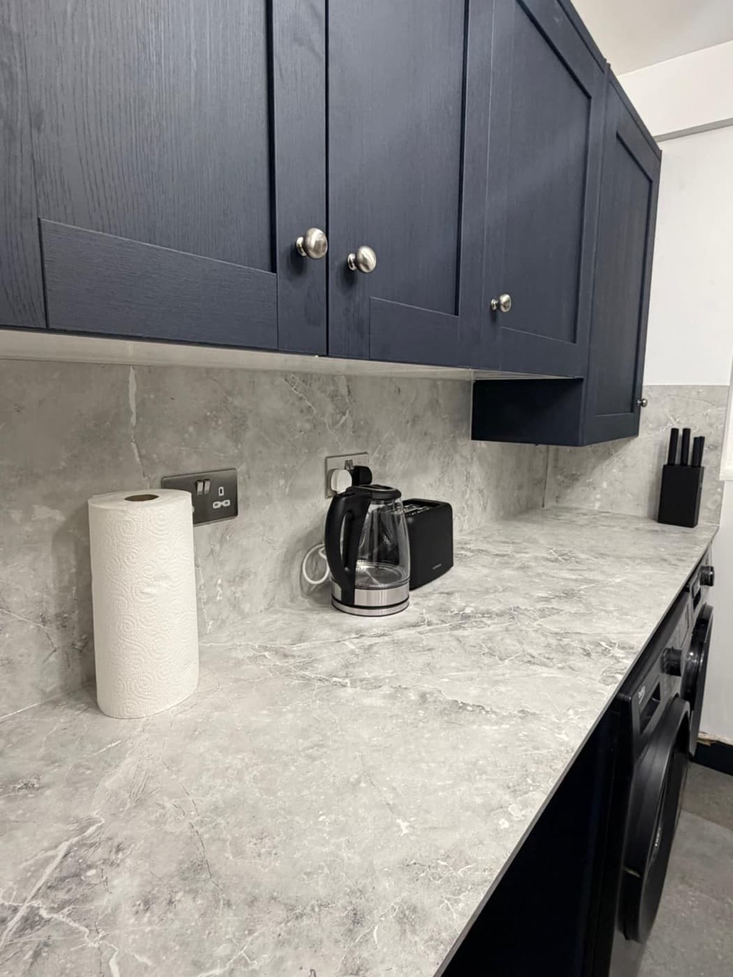 Navy Shaker Kitchen in Mayfair, after