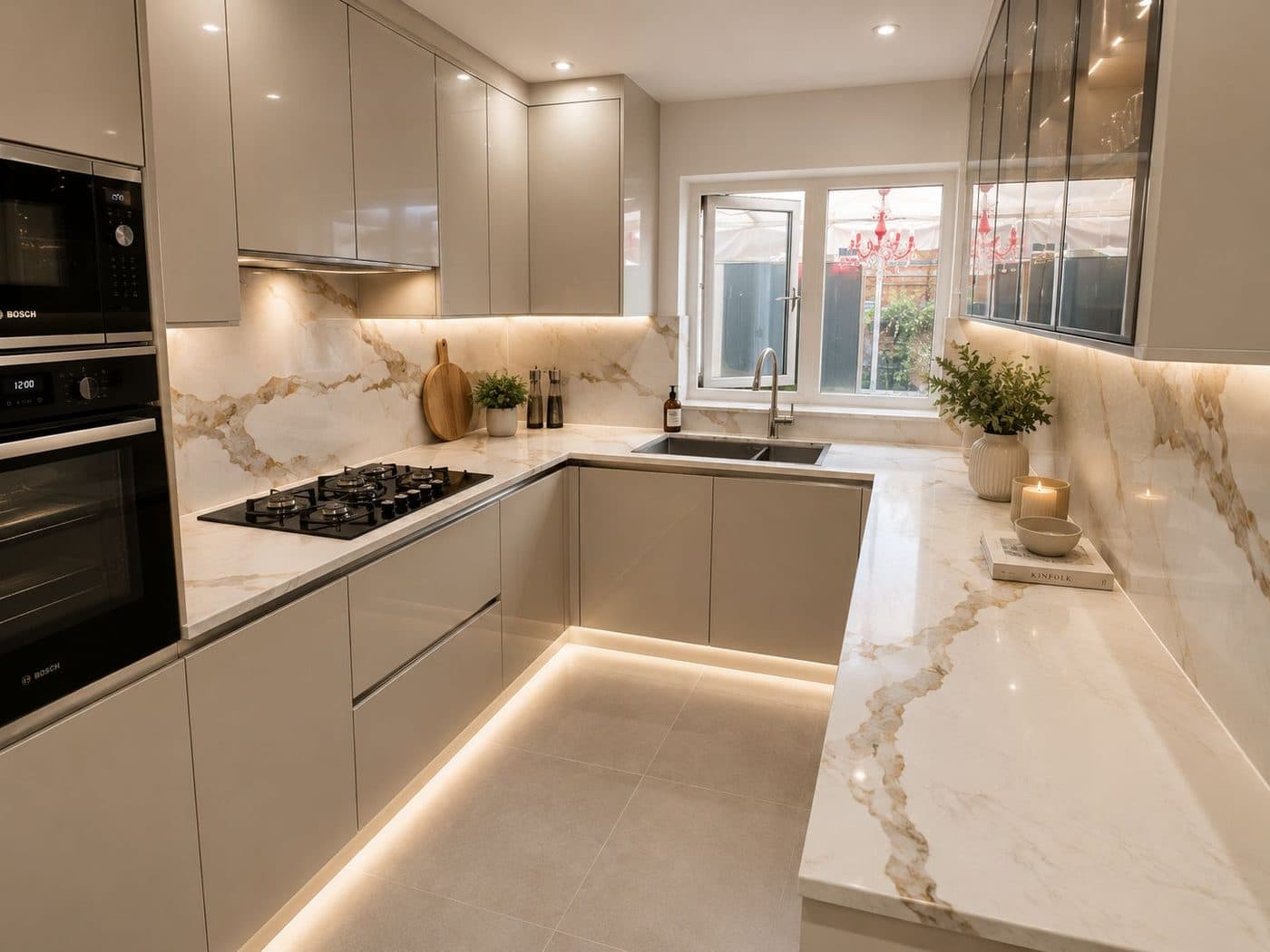 Completed kitchen by Nova Rise Construction London