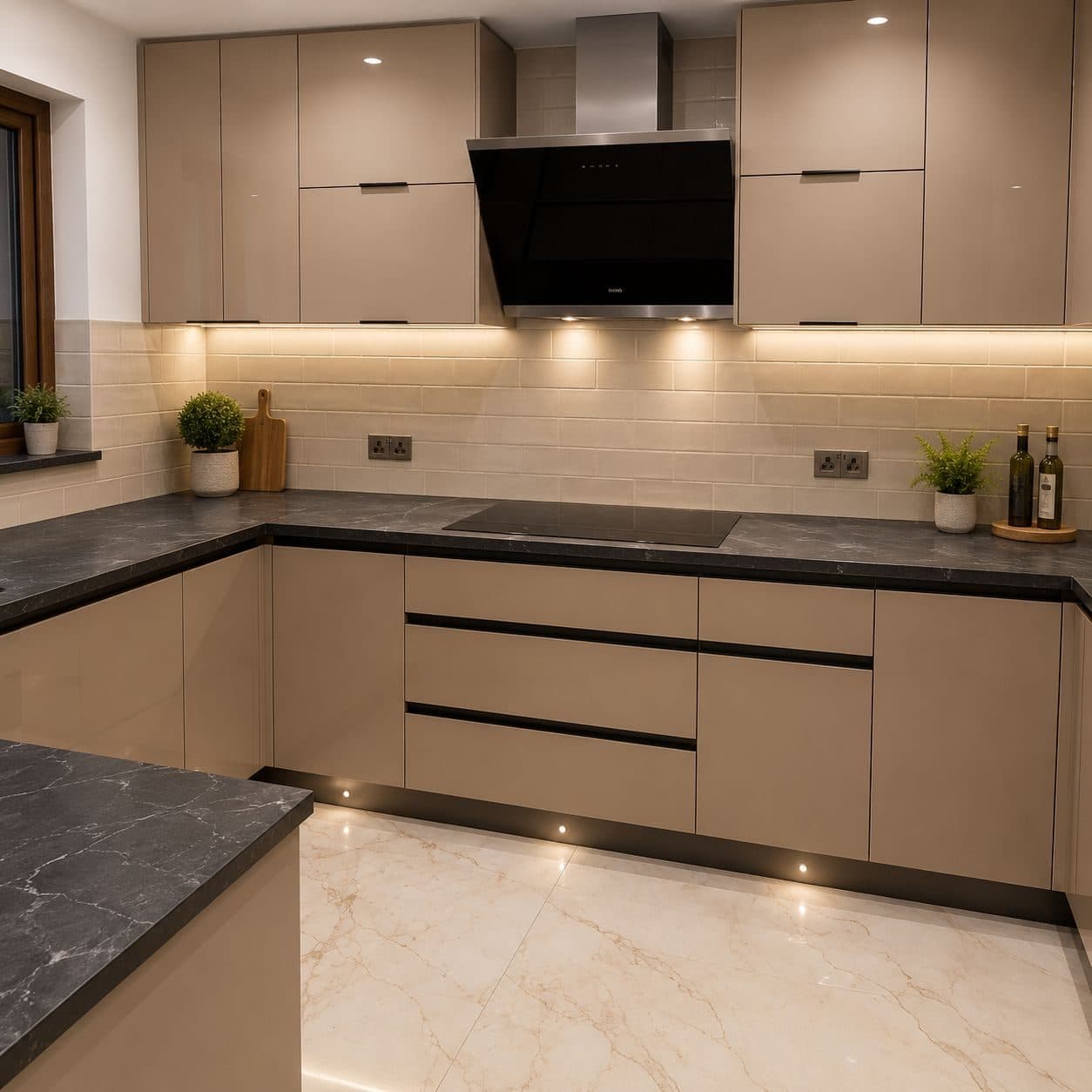 Completed kitchen by Nova Rise Construction London